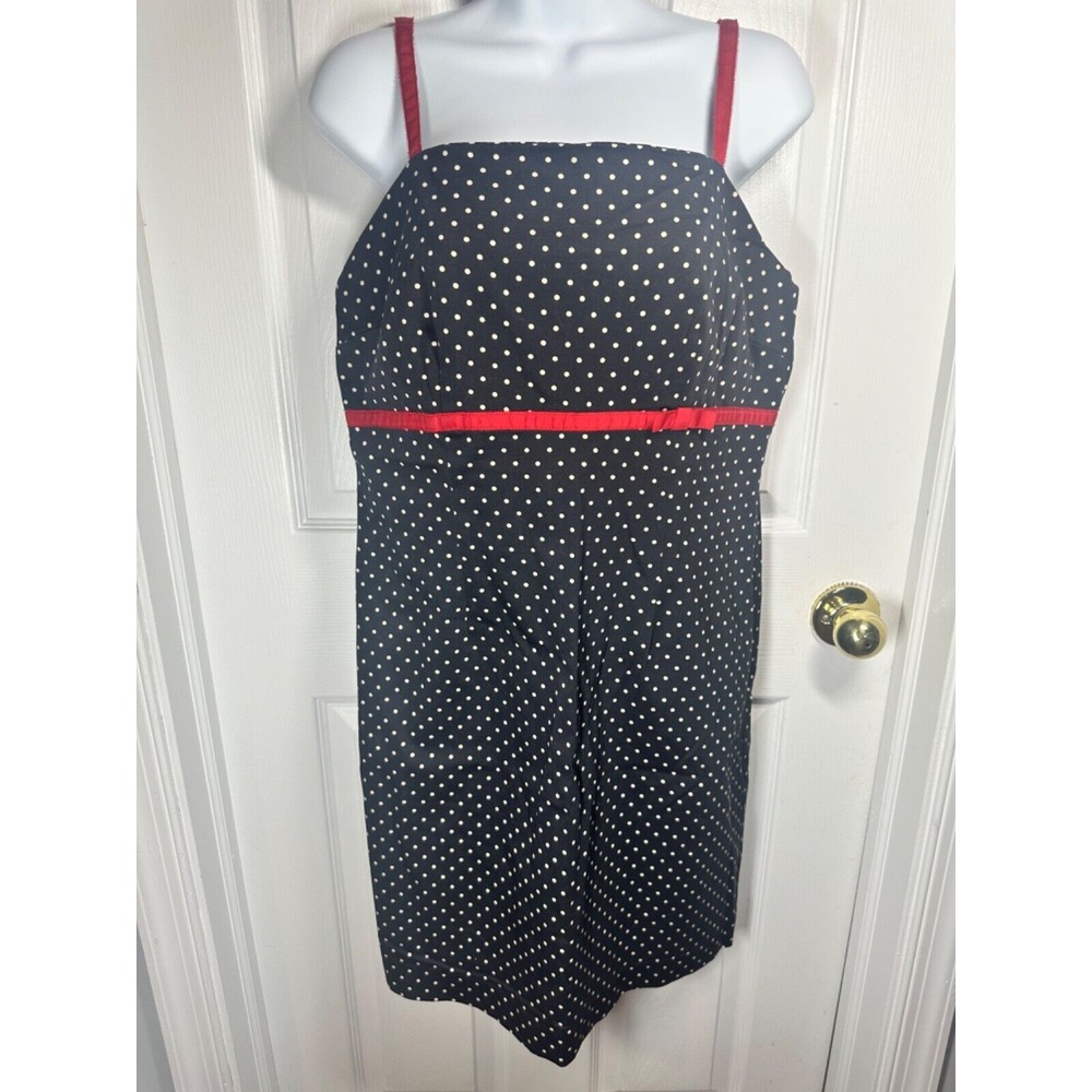 Amanda Smith Petite Sleeveless Thin Strap Size 12P Polka Dot Dress w/Bow